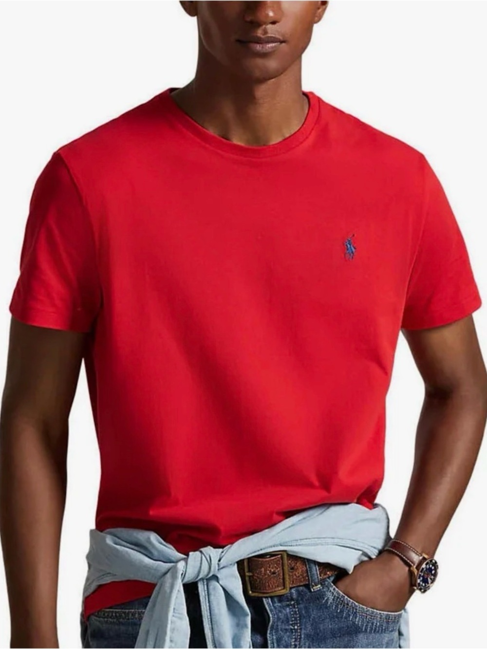 Polo Ralph Lauren Men's 2XL Red Logo Crew Neck Short Sleeve Cotton T-Shirt